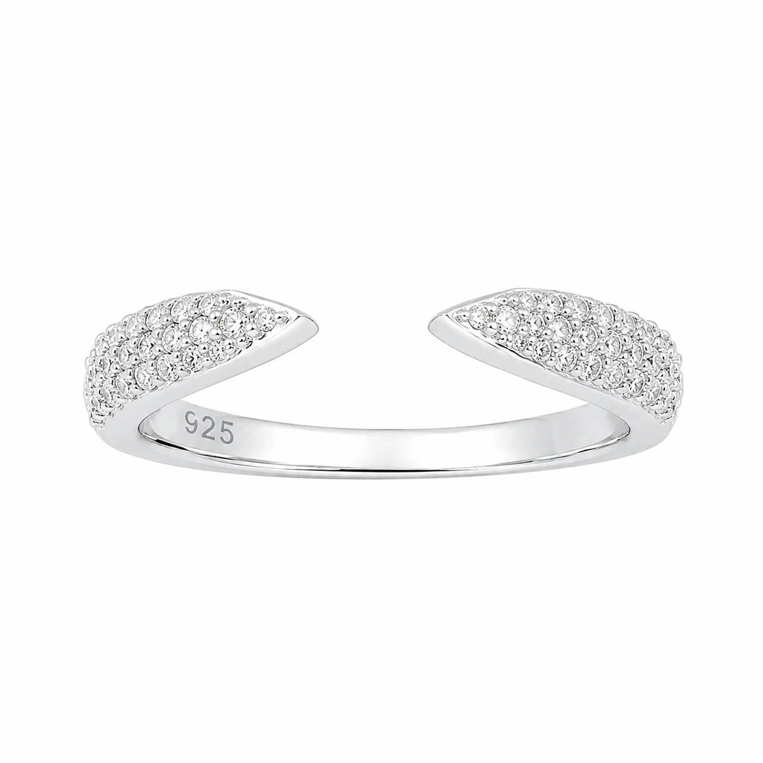 New Allyanna Gifts Women's Moissanite Pave Open Gap Wedding Ring Band In Sterlin